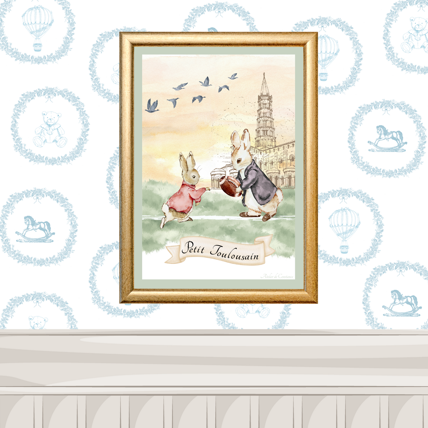 Illustration enfant thème rugby – décoration chambre