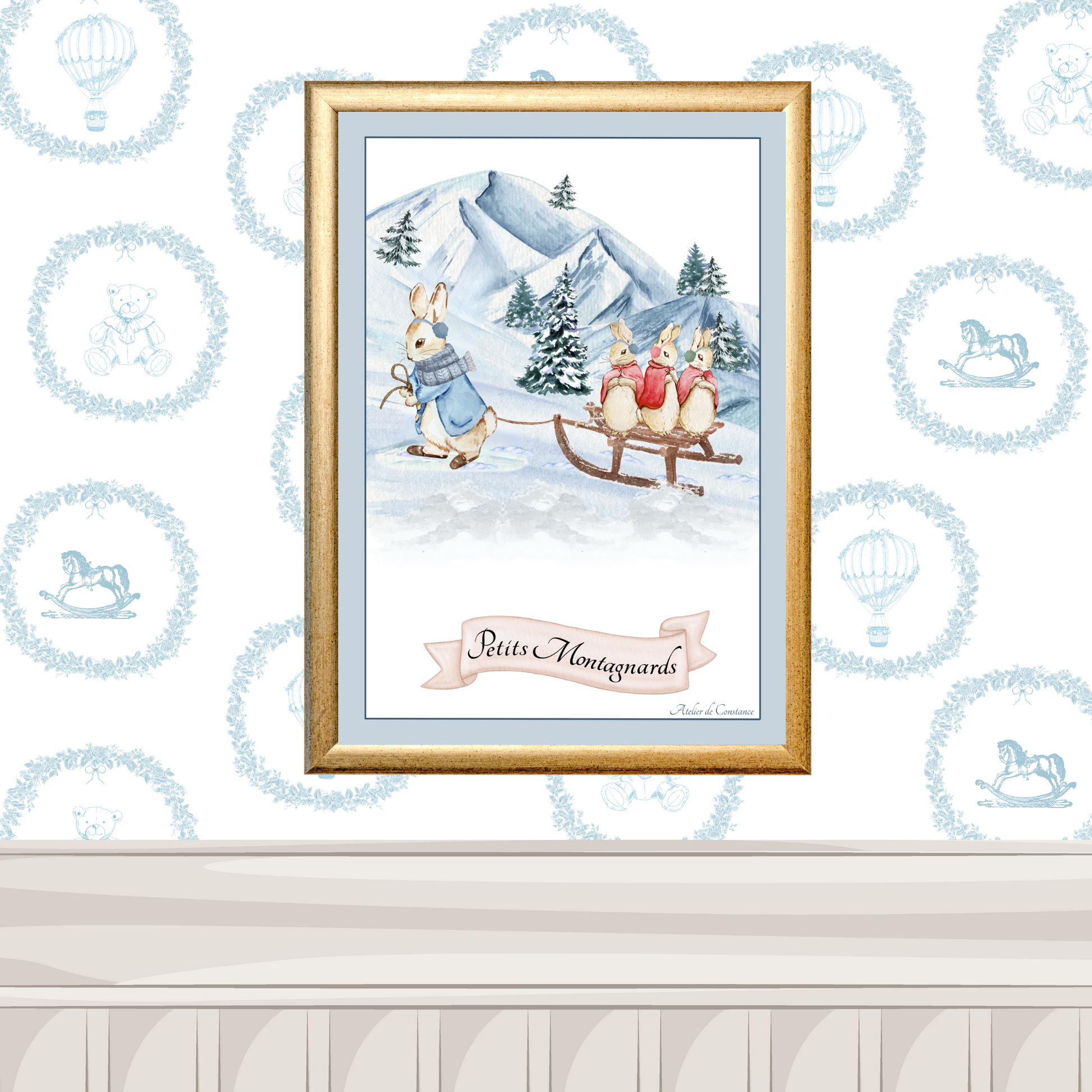 Illustration enfant univers montagne – décoration chambre