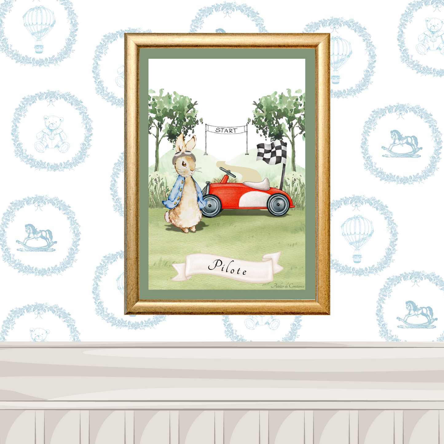 Illustration enfant univers course de voiture– affiche voiture