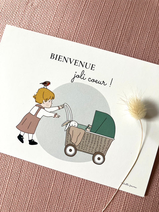 Carte - Bienvenue joli cœur - fille