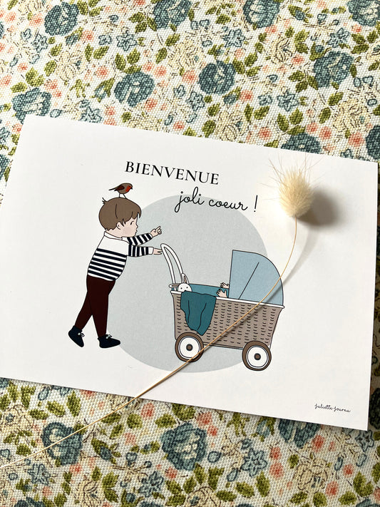 Carte - Bienvenue joli cœur - garçon