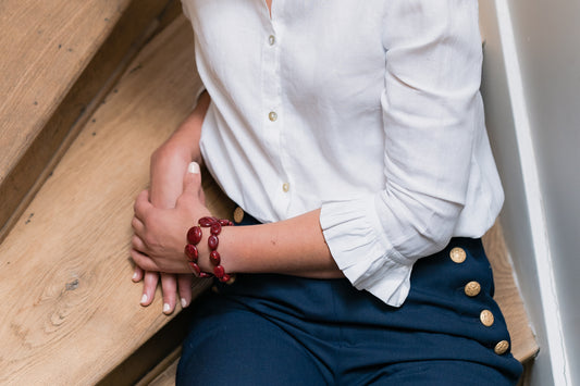 Bracelet couleur bordeaux de Clarance Bijoux de perle en résine
