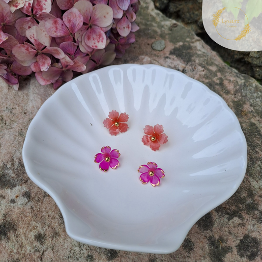 Boucles d'oreilles fuchsia ou corail 