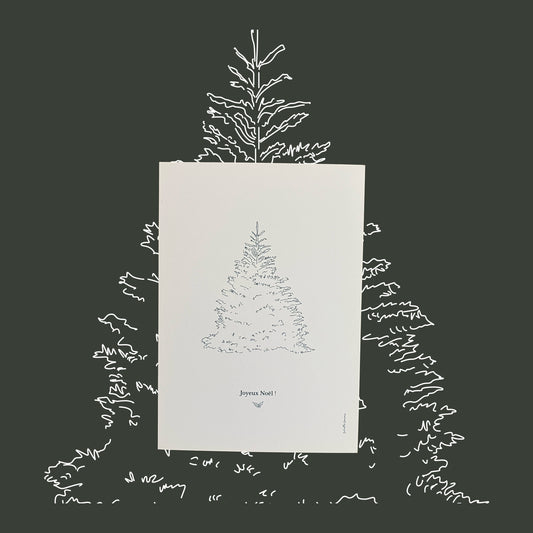 carte de Noel "joyeux noel" avec sapin