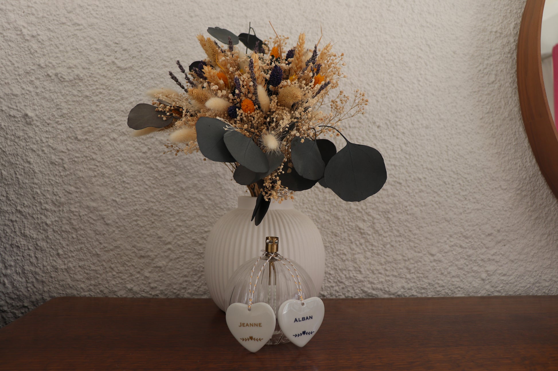 Deux cœurs en porcelaine blanche personnalisables