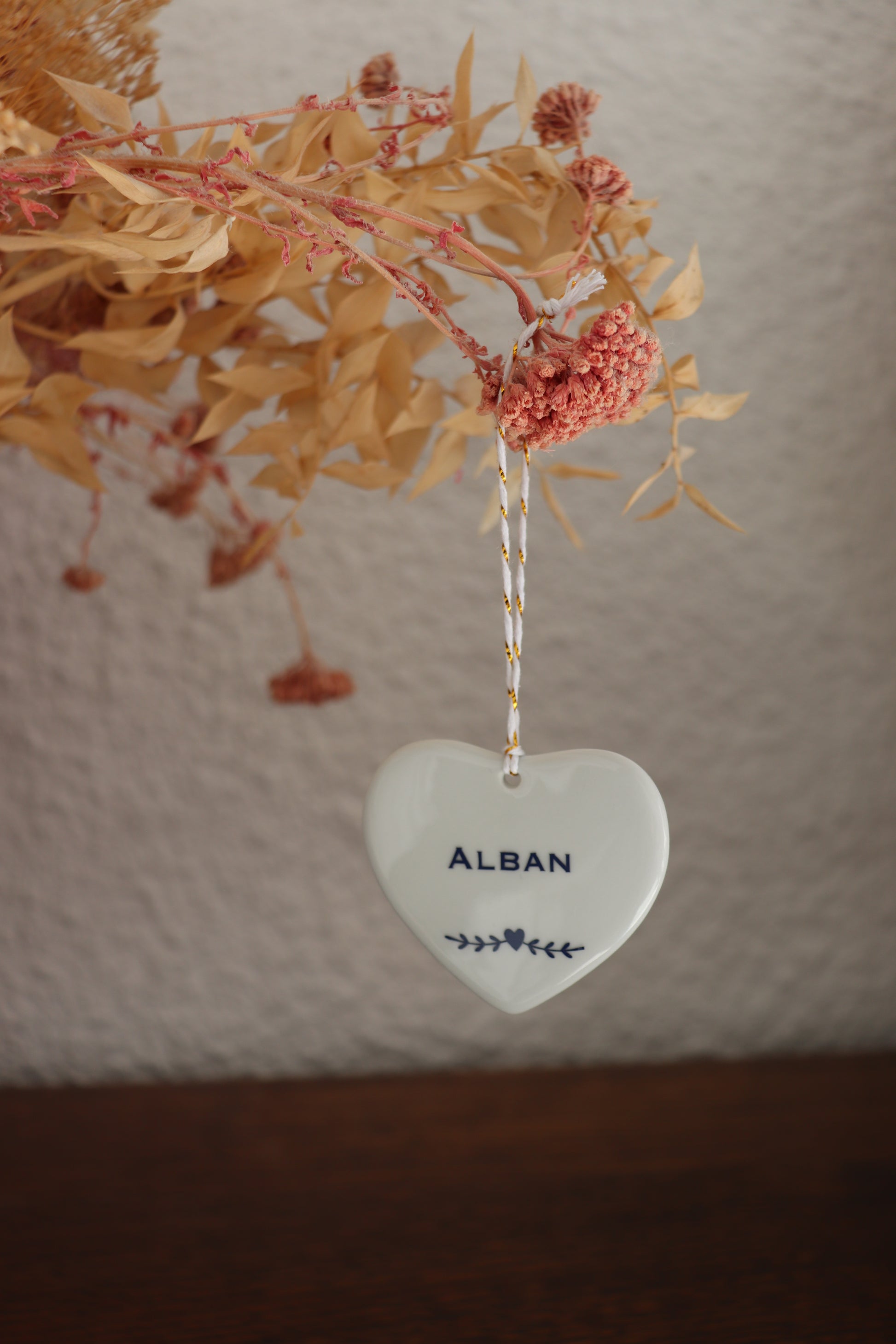 Cœur en porcelaine blanche personnalisable