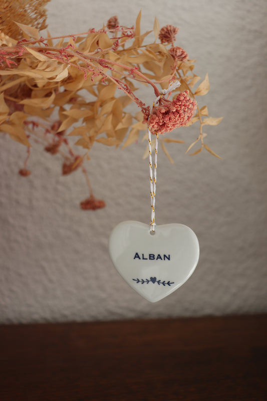 Cœur en porcelaine blanche personnalisable