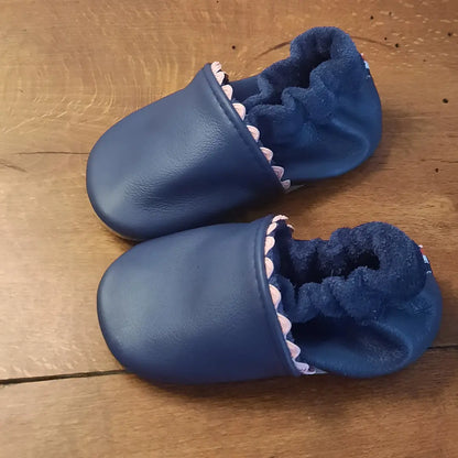 Chaussons souples en cuir classique - bleu marine