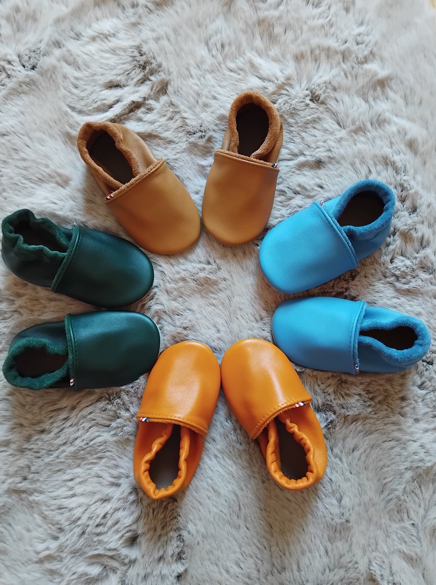 Chaussons souples en cuir classique - 16 au 35