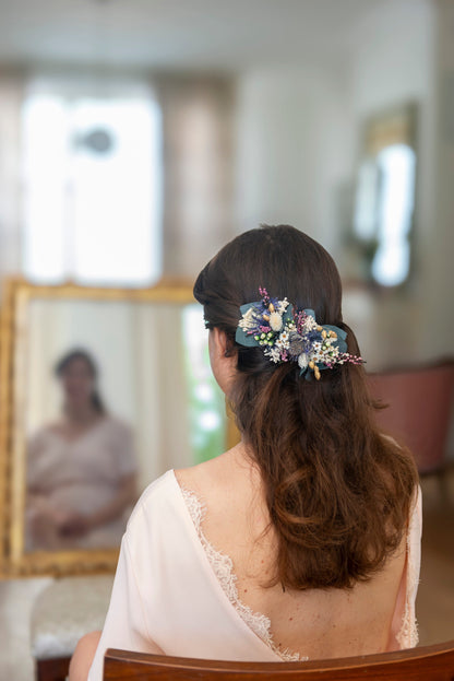 Peigne Bohême aux fleurs éternelles grande taille