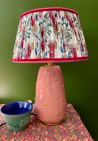 Pied de lampe céramique  – Abeille –  rose