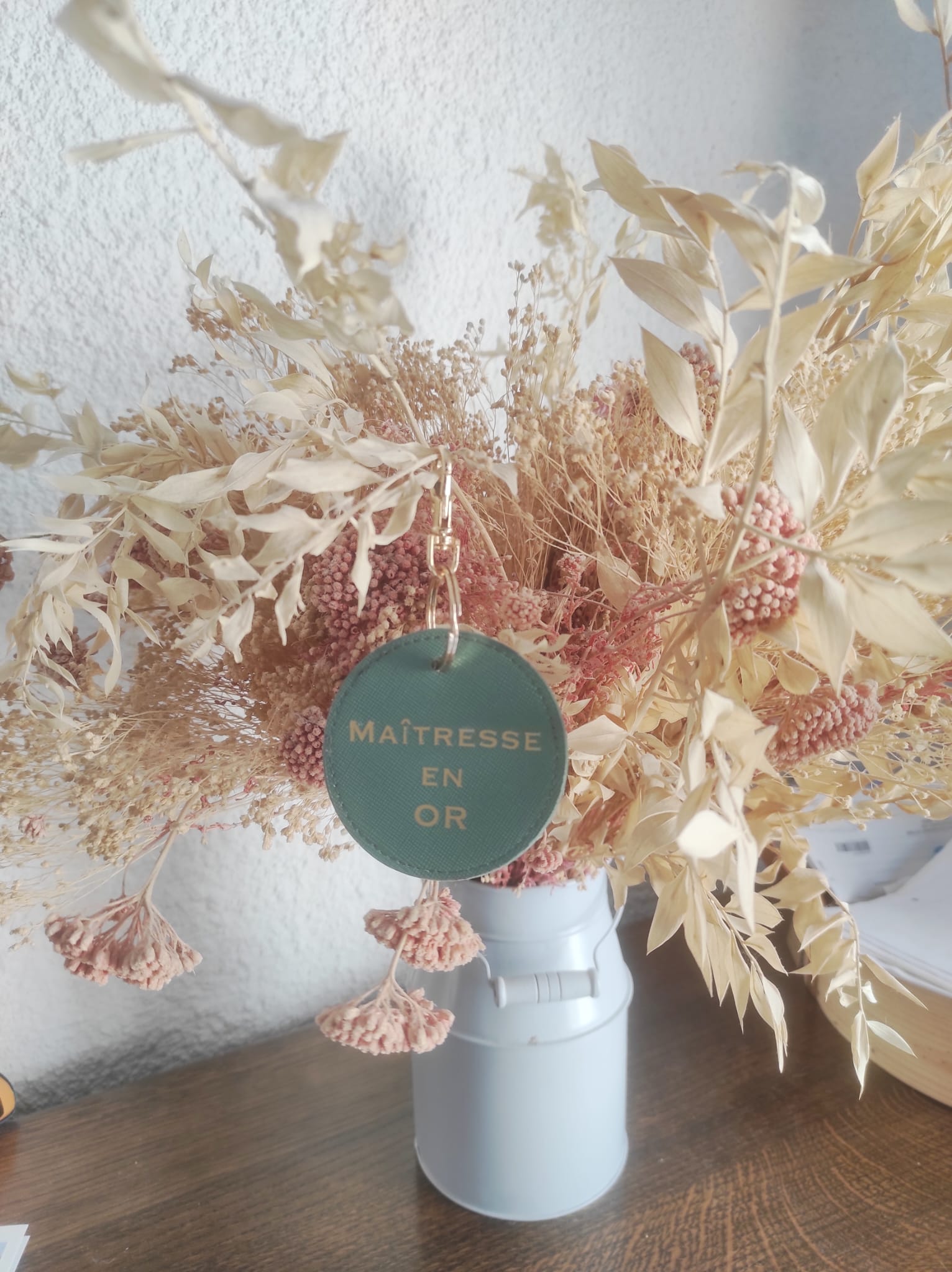 Porte clé personnalisé vert sauge