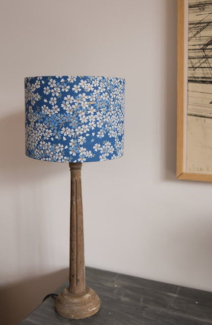 Abat-jour papier japonais fleurs bleues