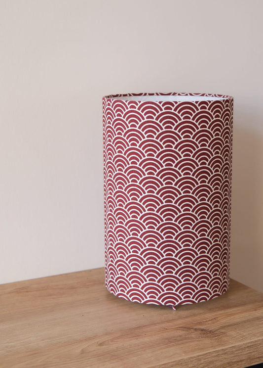 Lampe à poser - motif Seigaiha bordeaux